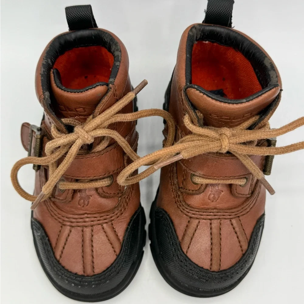 Polo Ralph Lauren Boots Toddler Size 7 Tyrek  II Brandy Leather‎ Buckle **READ**